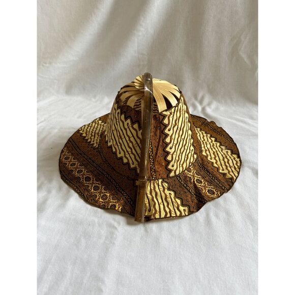 Foldable Wooden and Cloth Travel Hat w/ Ties, Collapsible, Unique, Sun Hat - Picture 9 of 10
